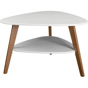 Изображение товара Стол журнальный с полкой BeautyStyle 24 белый/бук Mebelik 009004 (треугольная столешница, 3 ножки)