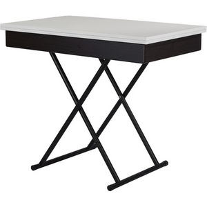 Изображение товара Стол-трансформер подъемно-раскладной (раскрытая книга) Лерон белый/черный Mebelik 009210 (прямоугольная столешница, I I-образная опора)