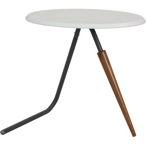 Изображение товара Стол журнальный Дуэт 7Н белый/серый бетон/бук Mebelik 009212 (круглая столешница, 2 ножки)