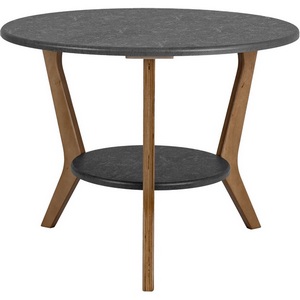 Изображение товара Стол журнальный с полкой BeautyStyle 13 серый бетон/бук Mebelik 009314 (круглая столешница, 3 ножки)
