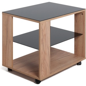 Изображение товара Стол журнальный с полкой BeautyStyle 5 дуб крафт золотой/стекло черное Mebelik 009386 (прямоугольная столешница, 4 ножки)