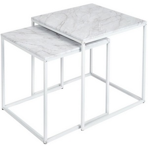 Изображение товара Стол журнальный МеталлАрт М002 белый мрамор/белый Mebelik 009487