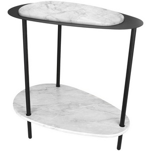 Изображение товара Стол журнальный МеталлАрт М036 белый мрамор/черный Mebelik 009501