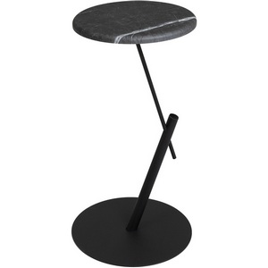 Изображение товара Стол приставной круглый МеталлАрт М015 черный мрамор/черный Mebelik 009505