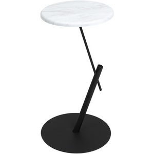 Изображение товара Стол приставной круглый МеталлАрт М015 белый мрамор/черный Mebelik 009506