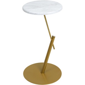 Изображение товара Стол приставной круглый МеталлАрт М015 белый мрамор/золото Mebelik 009507