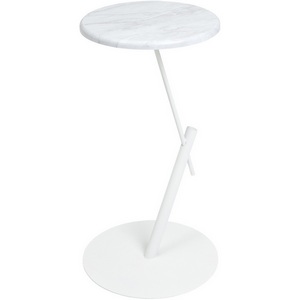 Изображение товара Стол приставной круглый МеталлАрт М015 белый мрамор/белый Mebelik 009508