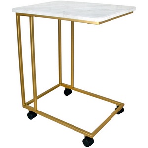 Изображение товара Стол приставной МеталлАрт М007 белый мрамор/золото Mebelik 009775