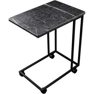 Изображение товара Стол приставной МеталлАрт М007 черный мрамор/черный Mebelik 009783