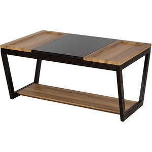 Изображение товара Стол журнальный BeautyStyle 33 дуб вотан/черный/стекло черное Mebelik 009856