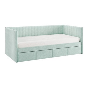 Изображение товара Кровать с ящиками Твикс (Софа) 90х200 см Mebelson (ДСП,Велюр/Зеленый) арт.171562,2764
