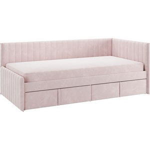 Изображение товара Кровать с ящиками Твикс (Тахта) 90х200 см Mebelson (ДСП,Велюр/Розовый) арт.171564,2172