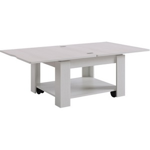 Изображение товара Стол-трансформер с полкой на колесах подъемно-раскладной Адам 1 Mebelson (ЛДСП/Белый) CZ-015.2344 (прямоугольная столешница, 4 ножки)