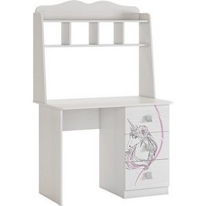 Изображение товара Стол с ящиком и полкой, цвет белый рамух Mebelson Фэнтези (арт.MDF-05.1747) (прямоугольная столешница)