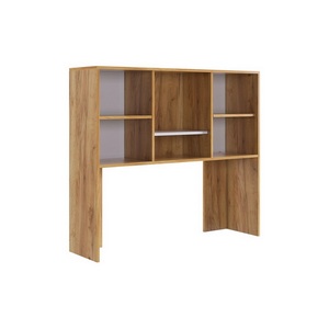 Изображение товара Стеллаж деревянный высотой 100 см Лайт-2 Надстройка стола компьютерного 1200 Mebelson (ЛДСП/Дуб крафт золотой,Белый) арт.NKL02S1.2.2725