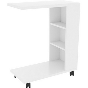 Изображение товара Столик на колесах прикроватный с ящиком и полкой Мальта, цвет белый Mebelson (арт.SP-002.0133) (прямоугольная столешница, 4 ножки)