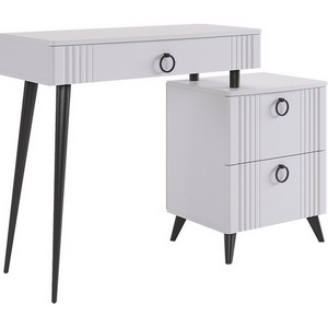 Изображение товара Туалетный столик с ящиком (без зеркала) Mebelson Ева (ЛДСП, МДФ, ПВХ, Пластик/Светлое дерево, Белый) TS-01.3101 (прямоугольная столешница)