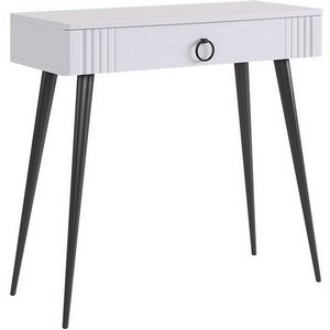 Изображение товара Туалетный столик с ящиком 2 (без зеркала) Mebelson Ева (ЛДСП, МДФ/Светлое дерево, Белый) TS-02.3101 (прямоугольная столешница, 4 ножки)