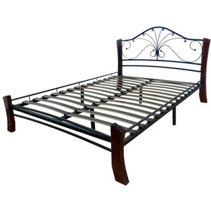 Изображение товара Кровать односпальная металлическим основанием КМД 5-01 Фортуна 4 Лайт 120х200, Черный/Шоколад, 100203 Форвард