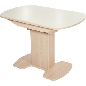 Изображение товара Стол вставка-бабочка Корсика, Дуб выбеленный/Стекло молочное, 100316 Аврора (овальная столешница)