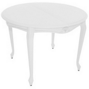 Изображение товара Cтол с деревянной Cтолешницей кухонный вставка-бабочка Кабриоль D105, Эмаль белая/Патина серебро, 100372 Аврора