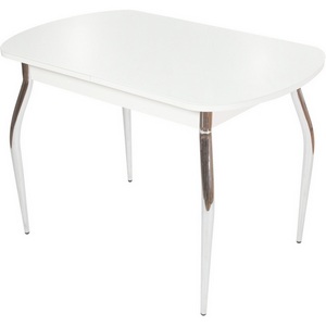 Изображение товара Стол вставка-бабочка с закругленными углами Ривьера СВ, Стекло, Белый, 100394 Аврора (прямоугольная столешница, 4 ножки)
