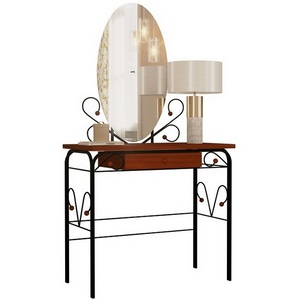 Изображение товара Стол дамский МК-8 с ящиком, ММД303, Черный/Орех, 101019 Форвард (прямоугольная столешница, 4 ножки)