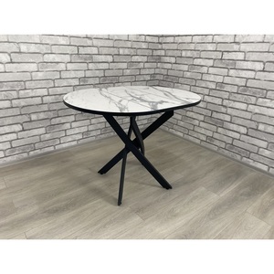 Изображение товара Стол вставка-бабочка Андромеда, Черный муар/Мрамор, 101136 Мир стульев (круглая столешница, 4 ножки)
