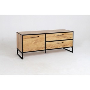 Изображение товара Тумба под телевизор Ивару Виртон (Металл,ЛДСП/Черный,Дуб крафт золотой) 101433