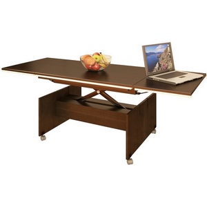 Изображение товара Стол на колесах с прямыми углами трансформер Вита 3 венге (прямоугольная столешница, I I-образная опора)