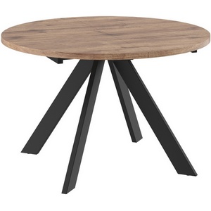 Изображение товара Стол вставка-бабочка на 8 персон МАМАДОМА Рондо D120, Дуб Веллингтон/Чёрный (круглая столешница, 4 ножки)