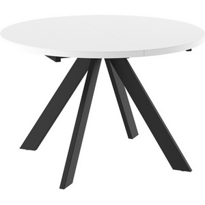 Изображение товара Стол вставка-бабочка на 8 персон МАМАДОМА Рондо D120, Белый Маттелюкс/Чёрный (круглая столешница, 4 ножки)