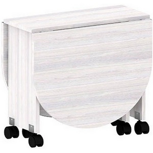 Изображение товара Стол-книжка на колесах журнальный подъемно-раскладной Ивару БАСКО, Ясень Анкор Светлый (овальная столешница, 6 ножек)