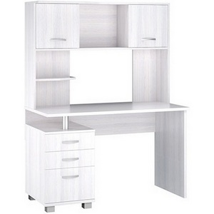 Изображение товара Стол компьютерный с ящиком и полкой Ивару МАКСИМ-1, Ясень Анкор Светлый (прямоугольная столешница)