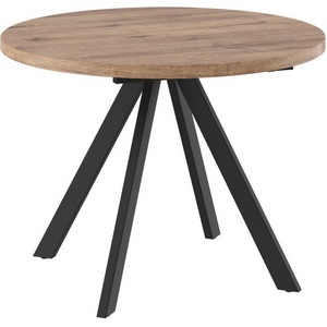 Изображение товара Стол вставка-бабочка МАМАДОМА Рондо М D100, Дуб Веллингтон/черный (круглая столешница, 4 ножки)