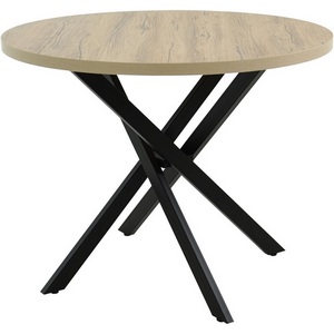 Изображение товара Стол Аврора Рига D950, Дуб Сильверджек Ореховый, Поненте/Чёрный (круглая столешница, 4 ножки)