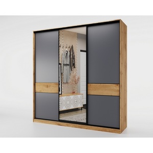 Изображение товара Шкаф-купе,184*60, Дуб вотан, Серый с зеркалом МАМА SLIM 102207