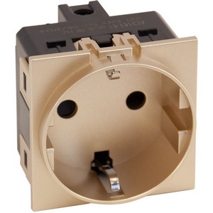 Изображение товара Розетка 220V с/з со шторками винтовой зажим 16A (шампань матовый) Meiton ACH4141