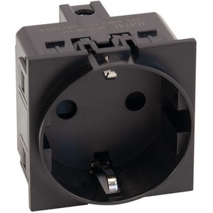 Изображение товара Розетка 220V с/з со шторками винтовой зажим 16A (черный матовый) Meiton AG4141