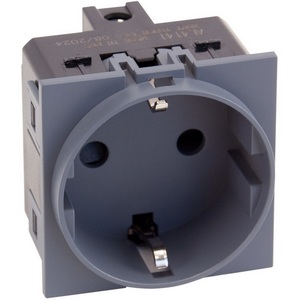 Изображение товара Розетка 220V с/з со шторками винтовой зажим 16A (графит матовый) Meiton AL4141