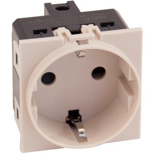 Изображение товара Розетка 220V с/з со шторками винтовой зажим 16A (песочный матовый) Meiton AM4141