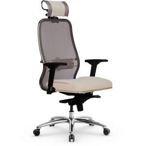 Изображение товара Офисное кресло - стул компьютерный с сетчатой спинкой с металлической крестовиной Метта Samurai SL-3.04 MPES (молочный цвет) z312294811