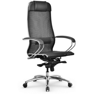 Изображение товара Офисное кресло - стул компьютерный с сетчатой спинкой с хромированной крестовиной Метта Samurai S-1.04 MPES (черный цвет) z312298611