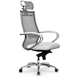 Изображение товара Офисное кресло - стул компьютерный с сетчатой спинкой с подголовником Метта Samurai SL-2.05 MPES (белый цвет) z312299427