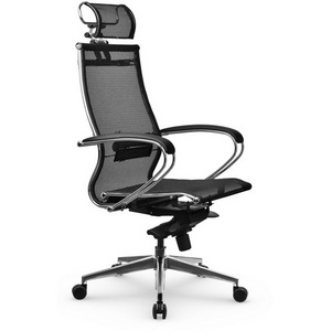 Изображение товара Офисное кресло - стул компьютерный с сетчатой спинкой с хромированной крестовиной Метта Samurai S-2.051 MPES (черный цвет) z312422122