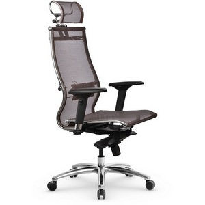 Изображение товара Офисное кресло - стул компьютерный с сетчатой спинкой с металлической крестовиной Метта Samurai S-3.05 MPES (темно-коричневый цвет) z312819854