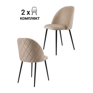 Изображение товара Стул с нагрузкой 120 кг MyFar Джозеф серо-бежевый велюр (комплект 2 шт) MF1007-2
