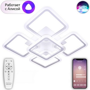 Изображение товара Потолочная люстра светодиодная с управлением пультом смартфоном и голосом регулировкой цветовой температуры яркости ночным режимом таймером LAMPS 81218 Natali Kovaltseva Smart Home LED (Умный дом, Алиса)