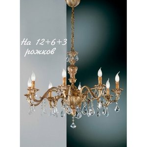 Изображение товара Большая люстра с хрусталем Nervilamp 140 140/12+6+3 подсвечник