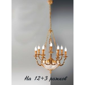 Изображение товара Большая люстра Nervilamp 231 231/12+3 подсвечник